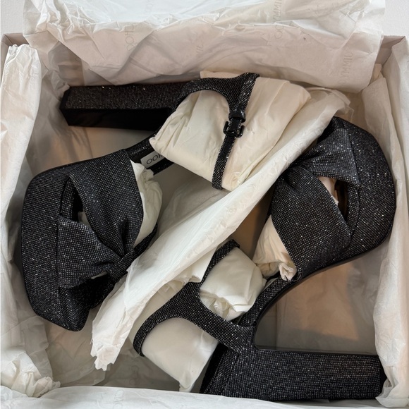 JIMMY CHOO Heloise Glitter Knot Platform Sandals 120mm Size 10US - Picture 11 of 13